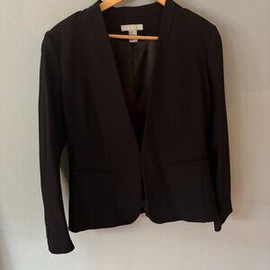 H&M Size LARGE Black BLAZER JACKET - with Metal Clasp Closure